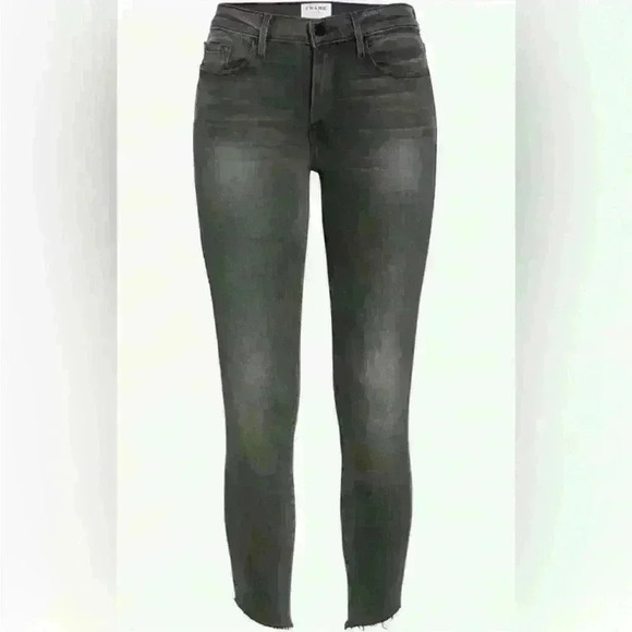 Frame Le Skinny de Jeanne Raw Hem Ankle Women Jeans in Black Grey Kinder Size 27 - Picture 4 of 10